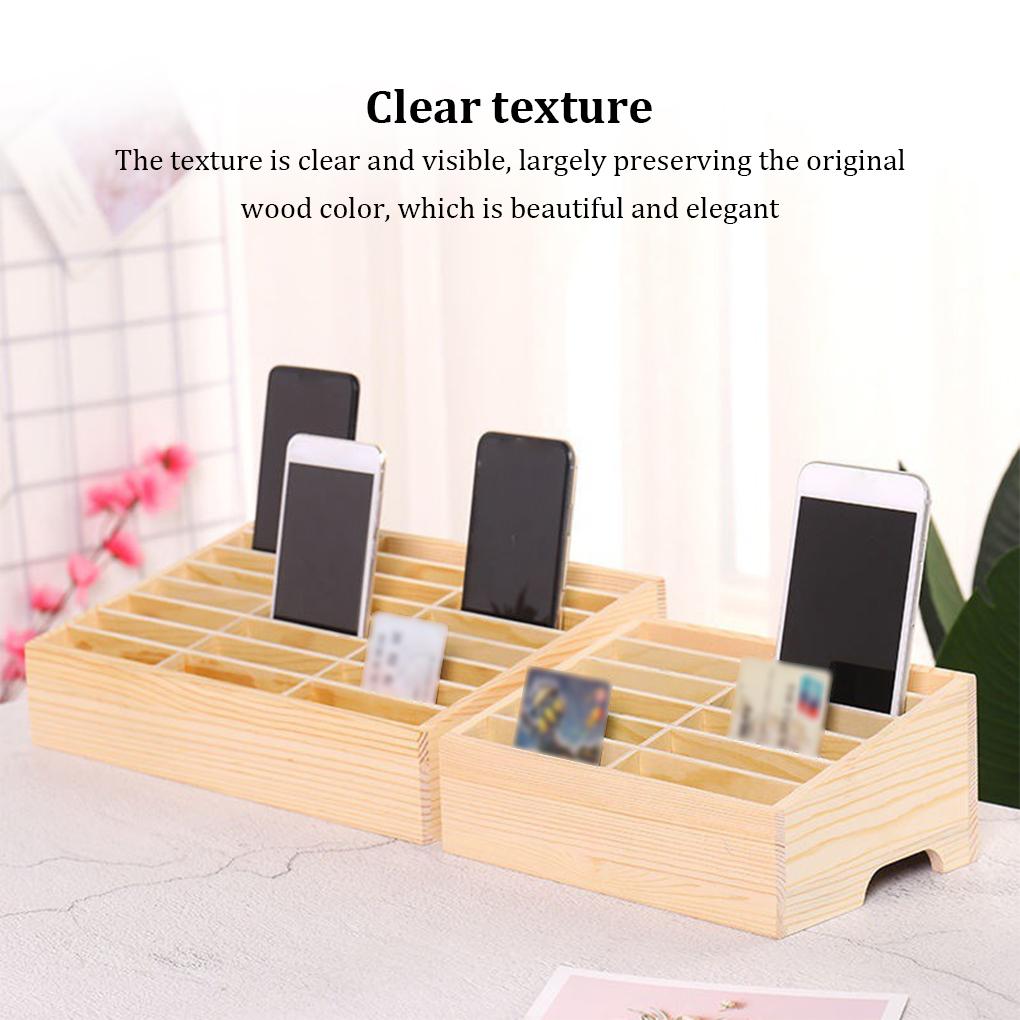 Wooden Storage Box - Clear Texture Large Capacity Easy To Stable And Thick Mobile Phone Organizer Cells 24 Easy To Take