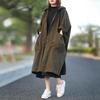 Осень-весна Женское пальто с капюшоном, однобортное, с длинными рукавами, свободный кардиган, длина до середины икры, с завязками, с большими карманами