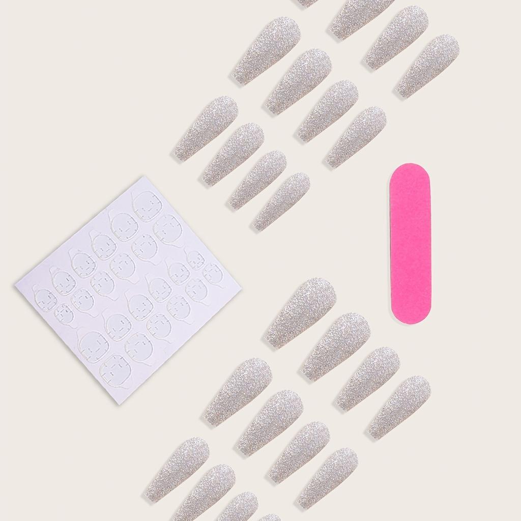 Длинные накладные ногти 24 шт., блестящие накладные ногти, гламурные накладные ногти для женщин и девушек