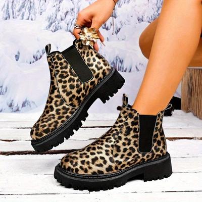 Женские слипоны с леопардовым принтом - Натягивающиеся, Верх из синтетического материала с нескользящей резиновой подошвой, Повседневная и формальная обувь для всех сезонов