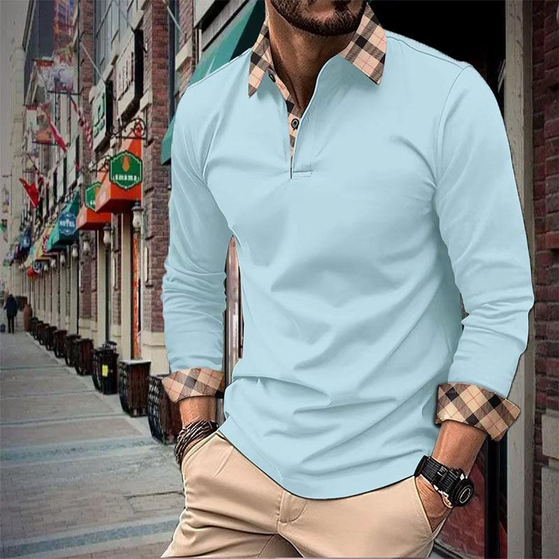 Мужская весенне-летняя повседневная модная рубашка-поло с лацканами Slim Fit