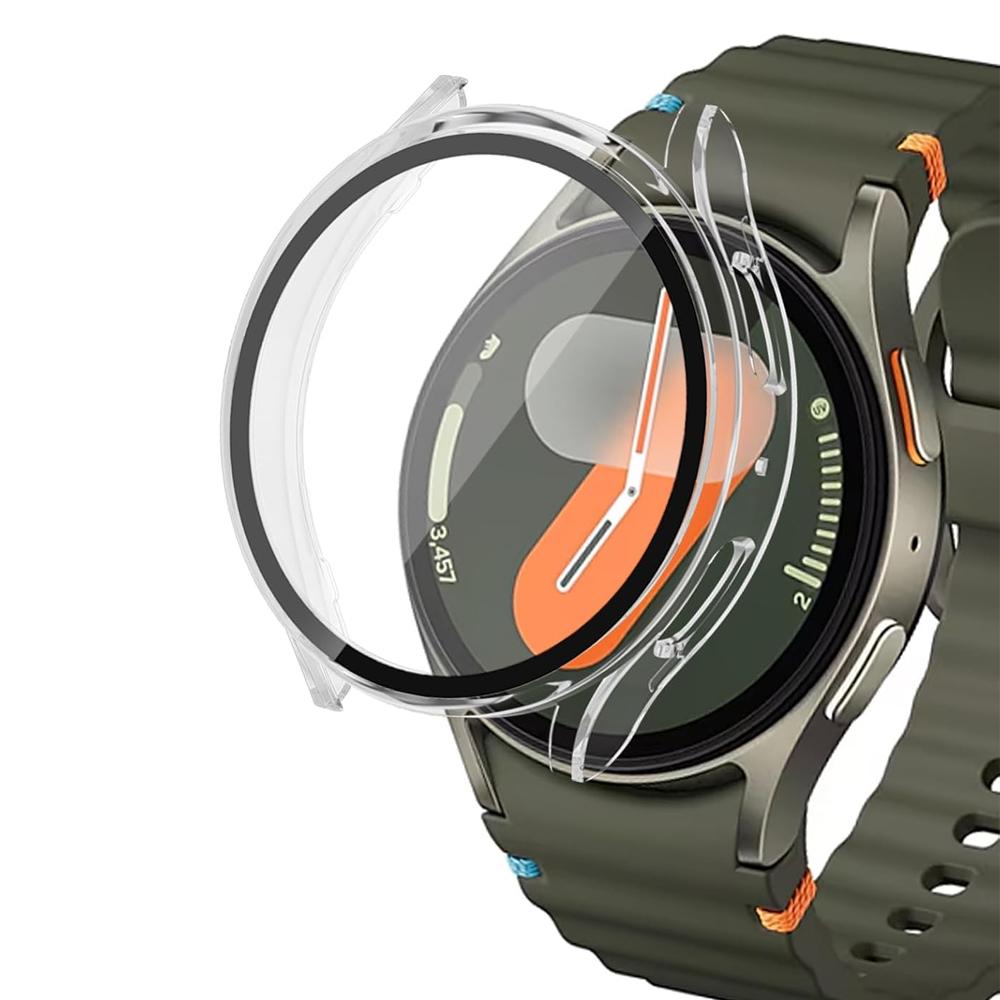 Чехол для Samsung Galaxy watch 7/6/5/4 44мм 40мм Защитный Полный экран Защитное закаленное стекло PC бампер Galaxy watch 7 Чехол