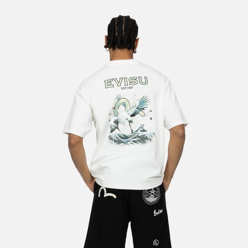 EVISU T-Shirts Men's Crew Neck Moderate Straight Fit 2ESHTM4TS7084RXCT