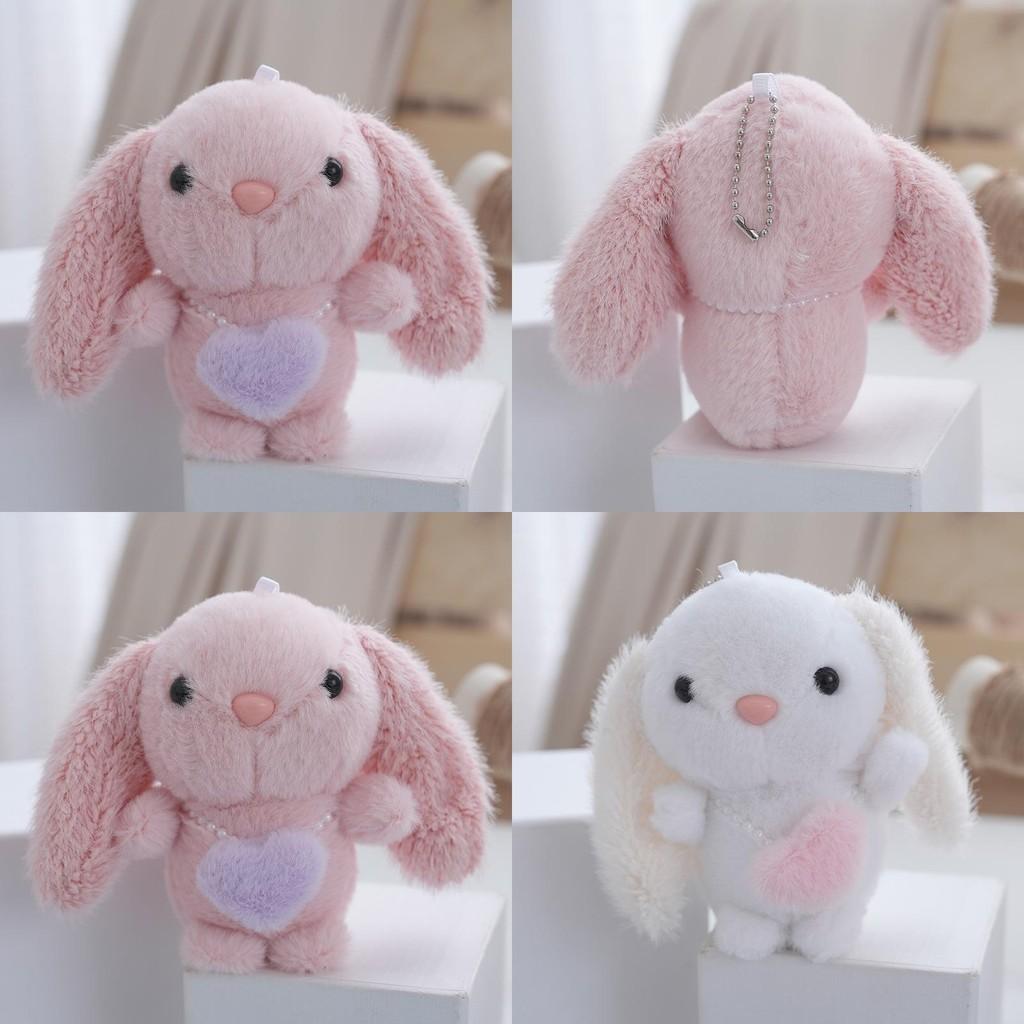 Charming Pink Plush Bunny Keychain Miniature Cuddly Doll Perfect For Children's Presents