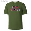 Stay Focus Painting Soft Cotton Tshirt For Men Breathable Fabric Relaxed Fit Crew Neck Simple Basic Mens Tshirt Fashion Tops