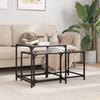  Coffee Tables That Slide Under Each Other, 2 Pcs., Black Glass Top