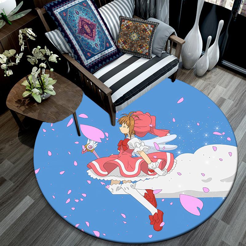 Cardcaptor Sakura2 Round Area Rug,Carpet Rug for Living Room Bedroom Sofa Playroom Decor,Non-slip Floor Mat