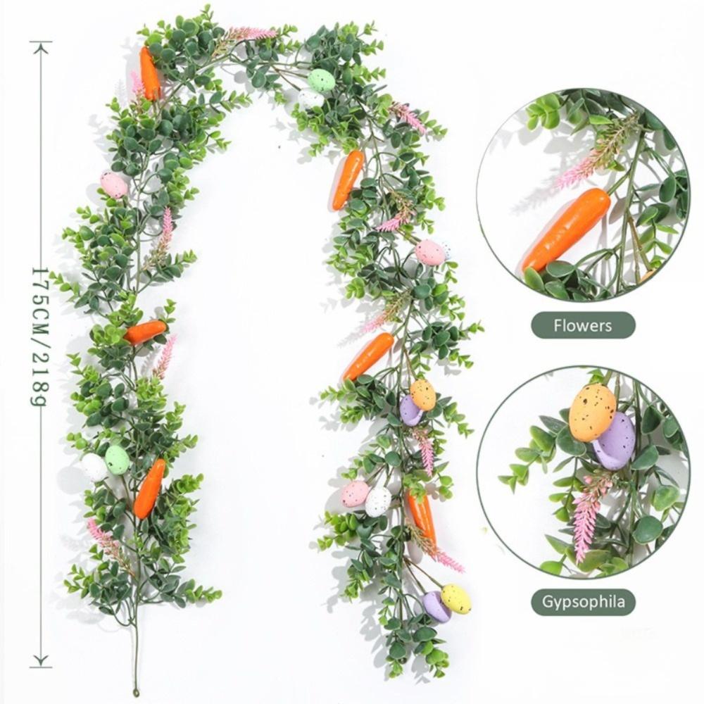 Artificial Easter Egg Garland with Egg Carrot Wreath Creative Spring Vine Flower  Easter Decoration