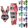 Women's Sexy One-Piece With Printed Swimsuit Long Skirt Set