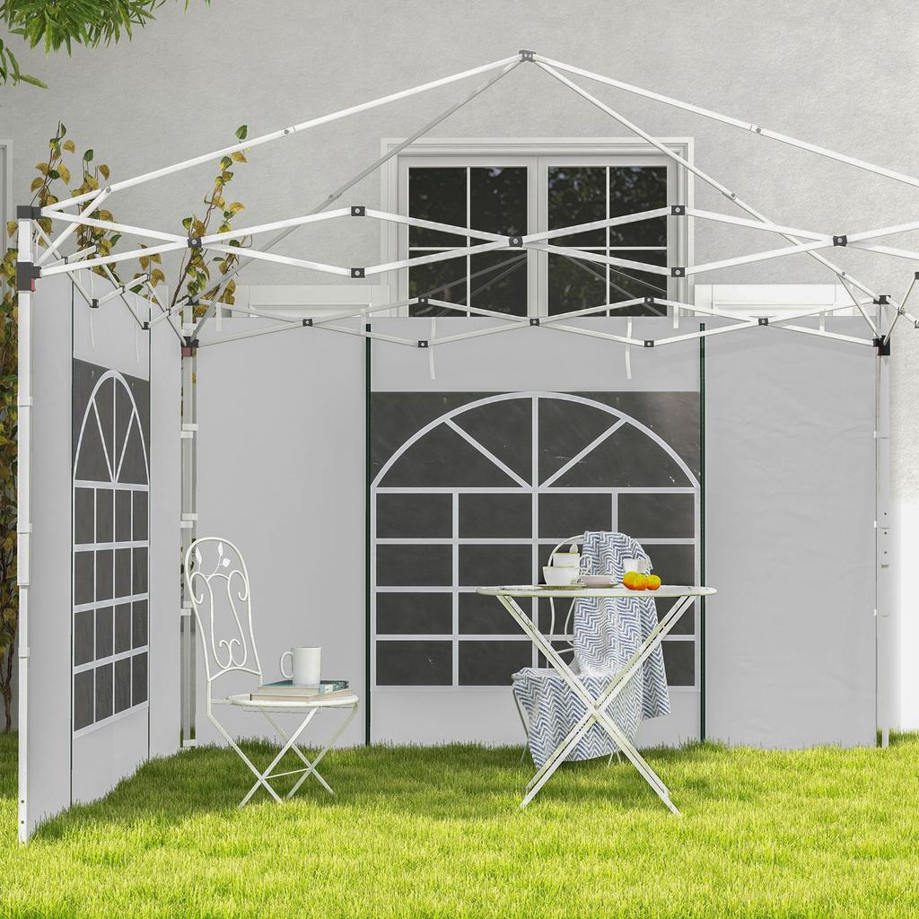 Gazebo Side Panels 2 Pack Sides Replacement For 3x3(m) Or 3x6m Pop Up Gazebo With Windows And Doors White