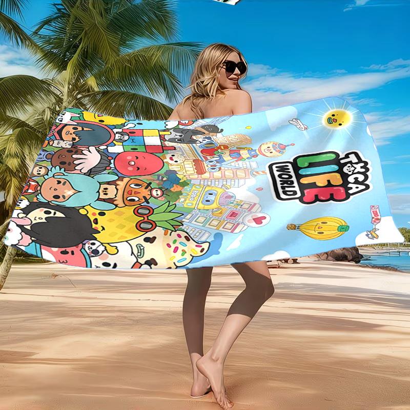 Vibrant World Of Toca Life Beach Towel, Quick-drying, Easy to Care for, Suitable for Both Fitness and Beach Vacations,Sports Essential