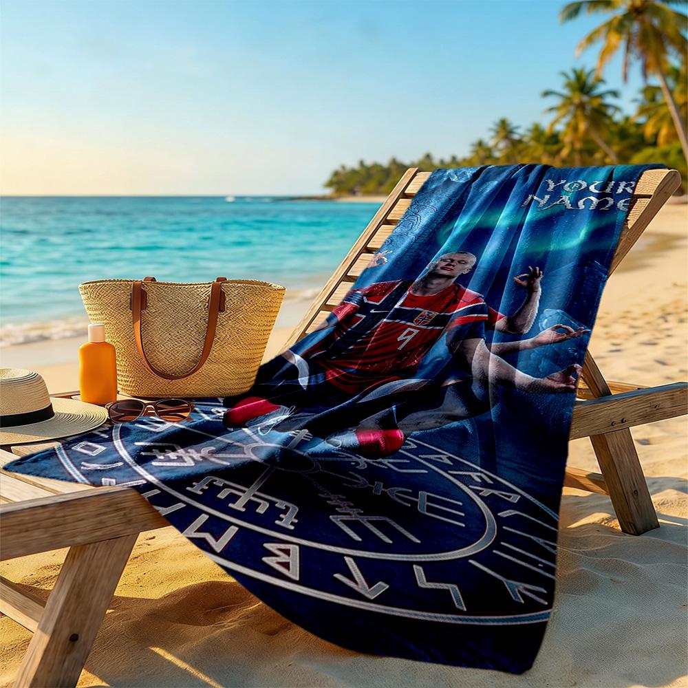 Haaland Customize Your Name Beach Towel High Absorbency Quickdry Ideal For Travel Outdoor Swim Pool Yoga Surf Camping Hiking Gym Gift Holiday