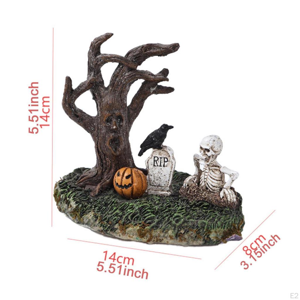 Halloween Figurine Tree Statue Ornament Landscape Spooky Creepy Display Skeleton for