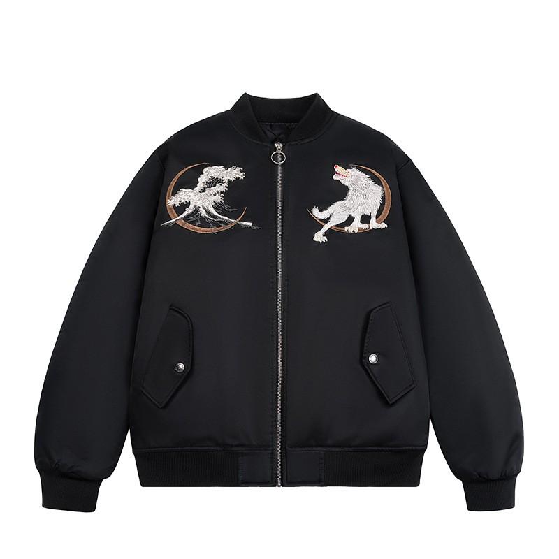Unisex Cotton-Padded Baseball Jacket Lightweight Casual Bomber Outerwear Winter