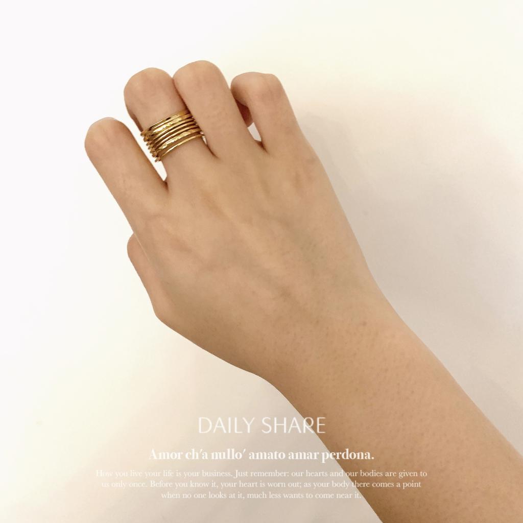 Ins мода преувеличенное многослойное полое гладкое кольцо титановая сталь вакуумное покрытие 18-каратное золотое кольцо мода