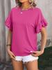 Women's 2025 Solid Color Round Neck Ruffle Sleeve Short Sleeve T-Shirt, Spring Summer Casual Flowy Blouse for Daily & Vacation Wear