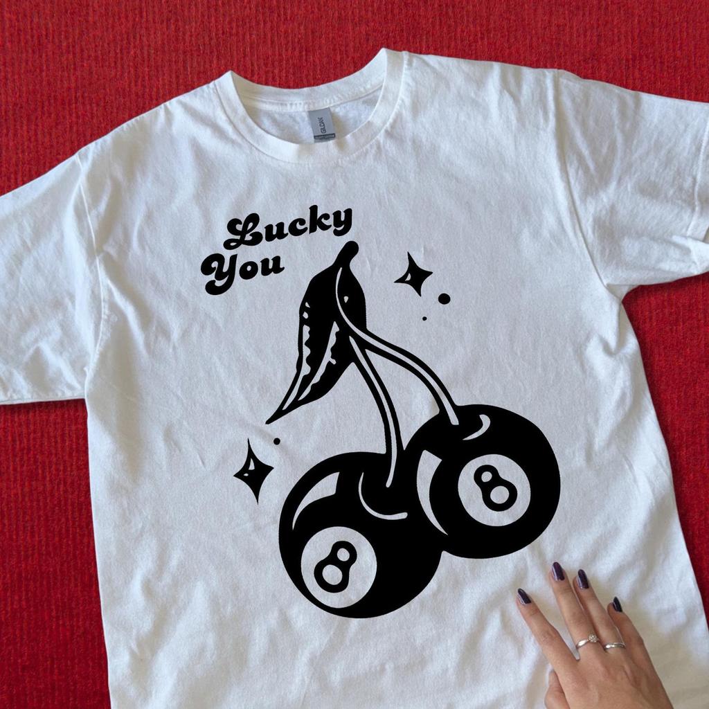 Lucky You Cherry 8 Ball Graphic Tee - St. Patrick's Day Trendy Shirt and kids tshirt