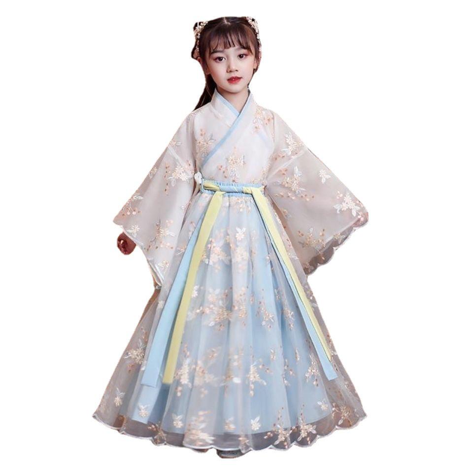 Девичье платье ханьфу: Супер Сказочная Принцесса Длинный Рукав Китайский Стиль на Осень/Зиму