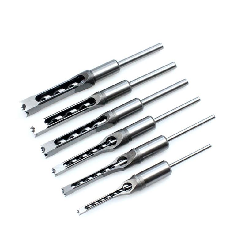 Multi-purpose Square Hole Drill Bit Steel Hardness for Sharp Durable Mortising Chisel Set 6.4 mm/8mm/9.5mm/12.7mm/14mm/1