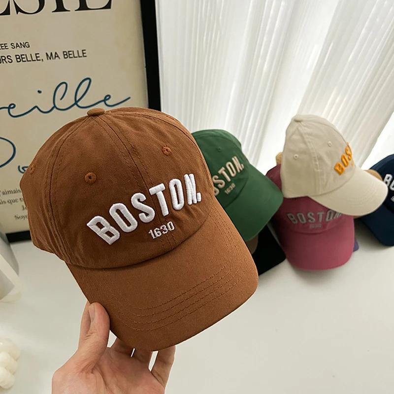 Вышивка буквой Детская бейсболка Однотонная Хип-хоп Кепка-snapback для мальчика девочки Кепки с козырьком Летняя регулируемая Детская солнцезащитная кепка