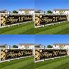 Gold Glitter Banner Happy Birthday Decoration 18 21 60 70 Years Old Birthday Party Banner Gold Black Birthday Decoration