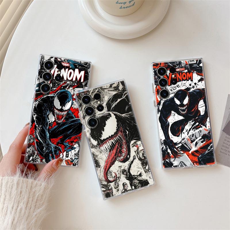 Прозрачный чехол Marvel Venom Comics для Samsung Galaxy S26 S25 Ultra S24 S22 S26 Plus S20 S23 S21 S25 FE 5G Силиконовый прозрачный чехол