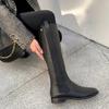Genuine Leather Women Chelsea Boots Leather Knee High Heels Casual Woman Socks Shoes Platform Spring Winter Knee Boots