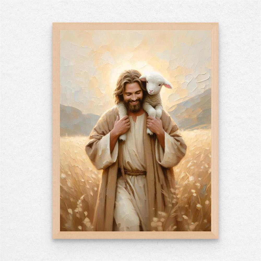 Shepherd Saves the One Retro Jesus Christ Canvas Poster Jesus Shepherd Art Prints Jesus and Lamb Art Canvas Painting Decor