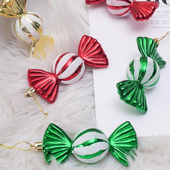 4 Pcs Christmas Candy Decorations Glitter Hanging Candy Ornaments Brightly Colored Candy Pendant for Xmas Tree Party Decor