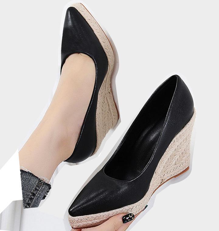 Женские эспадрильи на танкетке платформе с острым носком женские туфли на высоком каблуке для вечеринки свадьбы комфортные повседневные