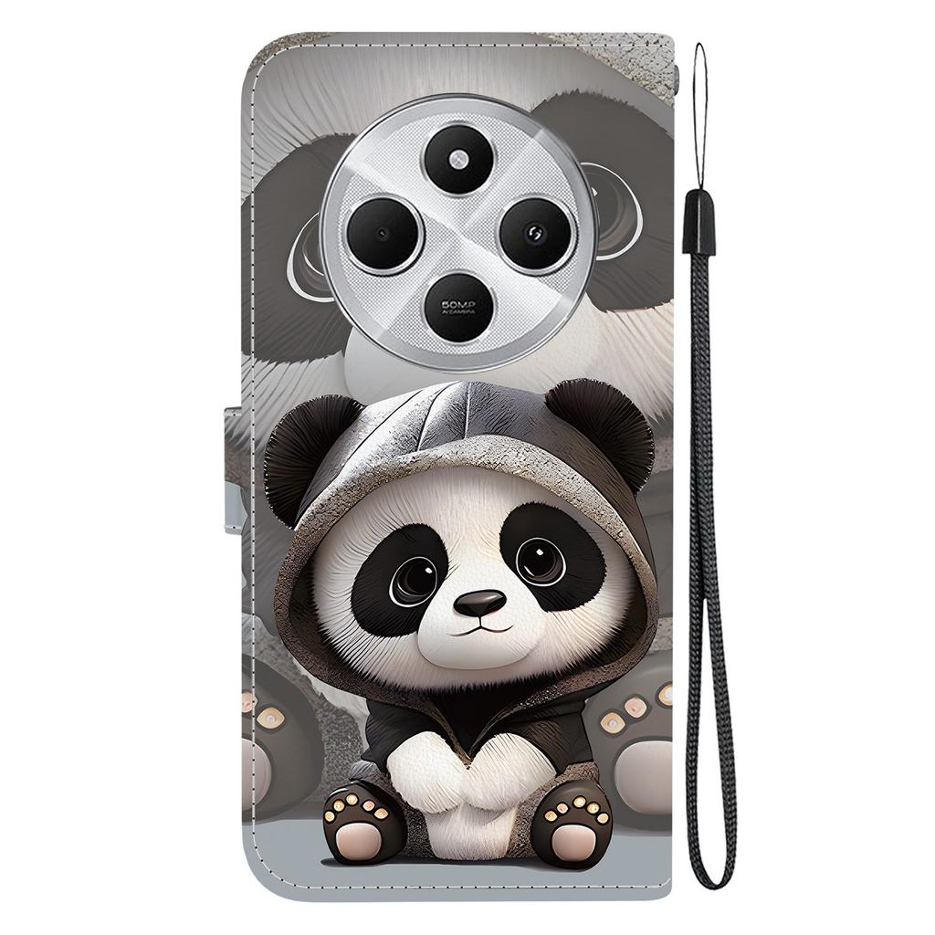 Чехол-кошелек для Xiaomi Poco C75 4G/Redmi 14R 5G/14C 4G с принтом, кожаная подставка, чехол для телефона со шнурком