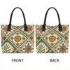  Bohemian Floral Printed Canvas Tote Bag Large Capacity Fashion Casual Shoulder Bag for Daily Use