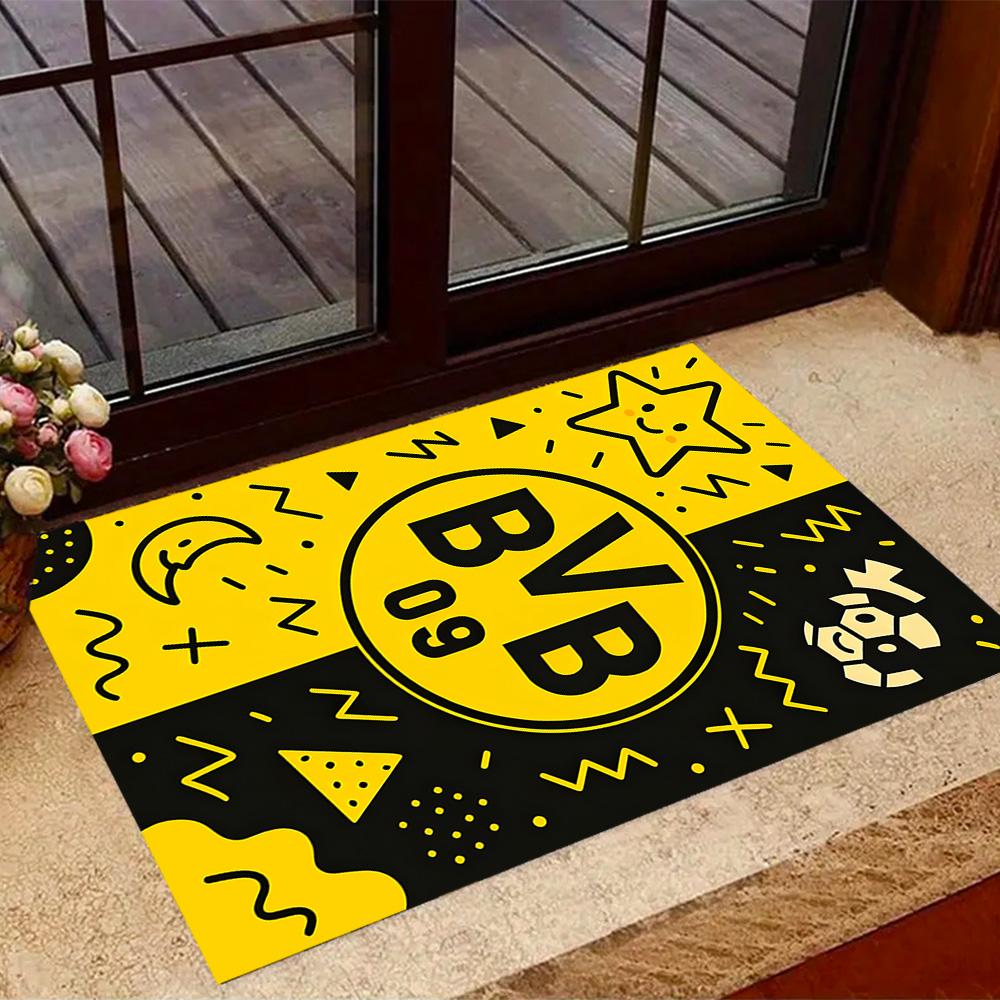Нескользящие коврики с логотипом Bvb 09 в стиле Splatter Art - Полиэстер, Декор для дома, Подходят для спален, гостиных, прихожих, студий и в качестве декора