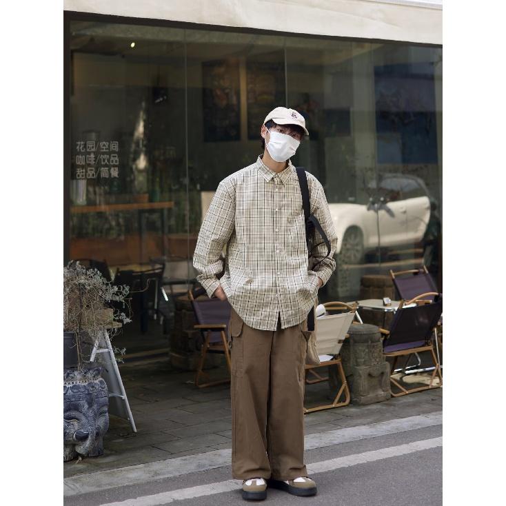 2024 Plaid Long Sleeve Shirt Japanese Hong Kong Style Ins Loose Shirt Boys Summer Trendy Versatile Casual Coat