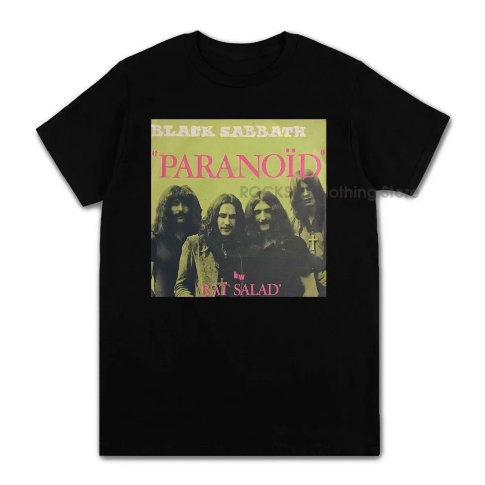 Черная футболка с принтом рок-группы Black Sabbath Мужская Женская Черная Оверсайз С коротким рукавом Большого размера Футболка Унисекс Уличная одежда