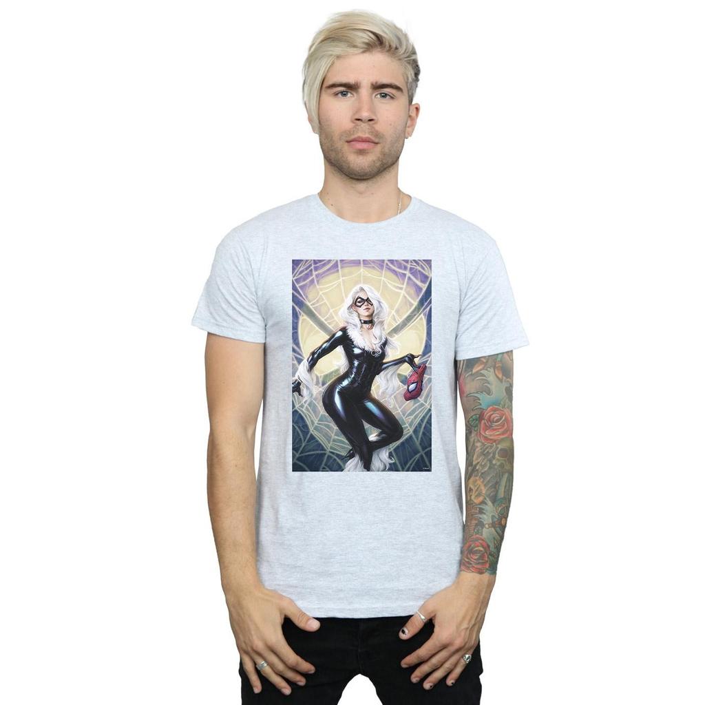Marvel Mens Black Cat Artwork T-Shirt