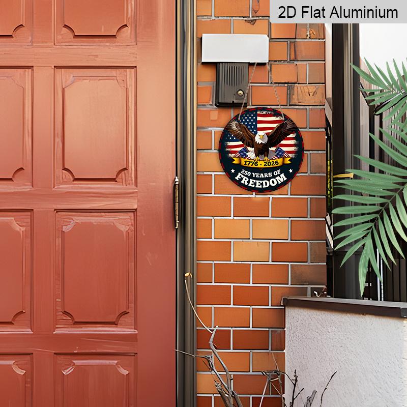 2D Flat 1pc Aluminum Independence Day-Themed Soaring Eagle Wall Decor 7.87 inches x 7.87 inches Patriotic Decor Suitable for hanging on front doors