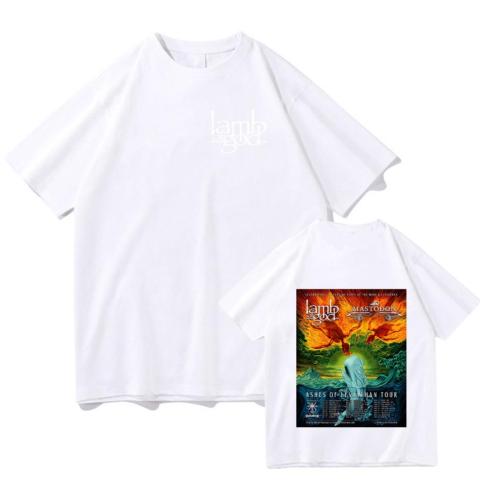 Футболки Lamb of God и Mastodonmusic Тур Ashes of Leviathan Графические принты Топы Высококачественные хлопковые футболки Свободные футболки унисекс