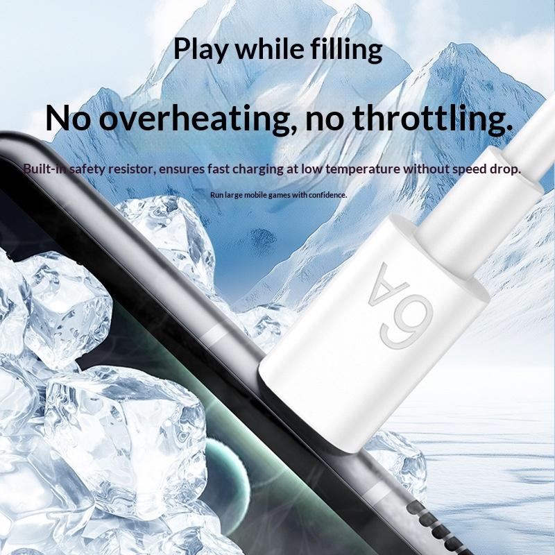 6A USB-A to C Fast Charging Data Cable with TPE Material for for Mobile Phones Camera & Earphone