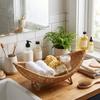 Large Capacity Plastic Hand-Woven Basket Hollow Drain Camping Tray Desktop Organizer  Picnic Use