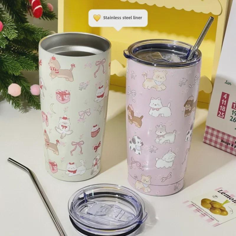 Новая термокружка Graffiti 2024 года — большая емкость, трехцветная, нержавеющая сталь, портативный дизайн для пар