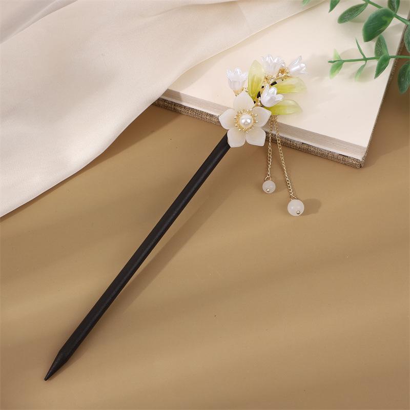 Ancient Style Tassel Hairpin - Imitation Ebony Wood, Hanfu Accessories, Chinese Jewelry for Women
