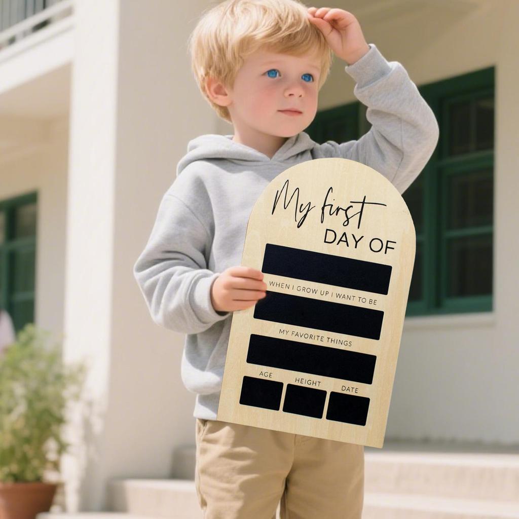 Portable 7X11Inch Chalkboard 1st Day Of School Sign Reusable Wood Board Last Day Of School Sign for Kids Lasting Memories