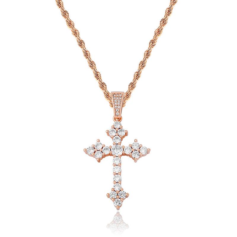 European and American Retro Zircon Cross Pendant Necklace