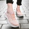 Women's Breathable Air Mesh Ankle Swing Shoes Lace Up Casual Sneakers Wedges Height Increase Platform Shoes for Female