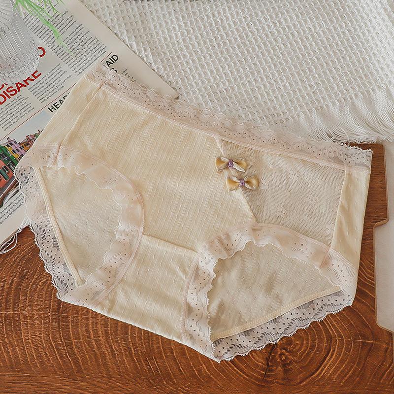 Женское нижнее белье, антибактериальные дышащие тонкие бесшовные милые кружевные треугольные шорты с промежностью из чистого хлопка для девочек