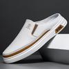 Fashion Fashionable Men's Shoes Summer Baotou Half Slippers Luxury Leather Casual Slippers Comfortable Slip-On Soft Bottom Half Slippers