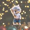 Cartoon Cat Hanging Decoration Home Indoor Christmas Tree Car Rearview Mirror 2D Flat Acrylic Kitten