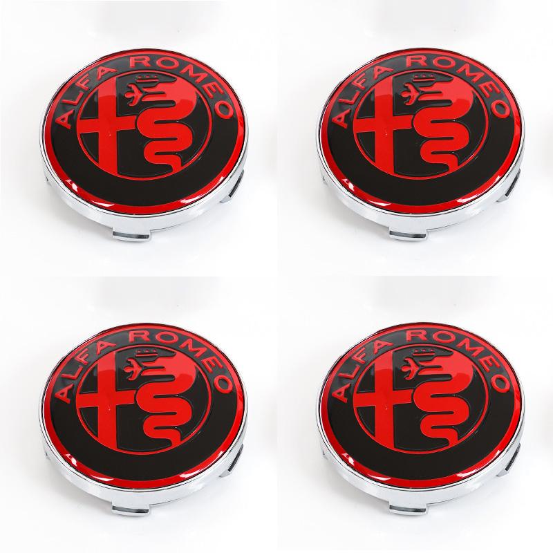 AJKRY1 4pcs 56mm Car Wheel Center Hub Cap Stickers For Alfa Romeo 4C 159 Spider Giulietta Giulia GT Tonale Mito Car Styling Accessories