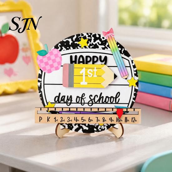 Educational Writing Board for Children First Day of School Chalkboard Sign, Reusable Wooden Milestone Board, Preschool Sign Back to